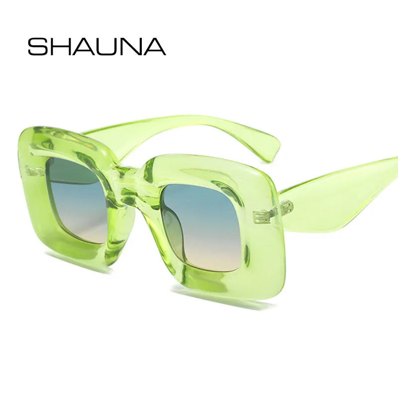 Metal Hinge Retro Candy Color Thick Square Sunglasses